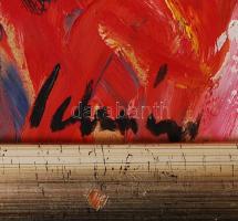 Schéner Mihály (1923-2009): Figyelők. Olaj, farost, jelzett, keretben, 50×70 cm