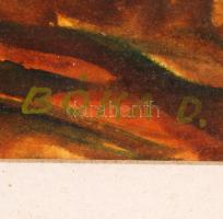 Bóka Dezső (1935-): Mező. Akvarell, papír, jelzett, üvegezett keretben 31×48 cm