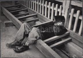 cca 1950-1960 Tiszavölgyi József: Édes álom a bakterház árnyékos oldalán, vintage fotó, pecséttel jelzett, 12x17 cm