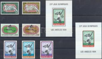 1984 Nyári olimpia, Los Angeles sor Mi 1465-1471 + fogazott és vágott blokk Mi 54 A-B