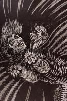 Gy. Szabó Béla (1905-1985): Tűz. Fametszet, papír, jelzett, 33×26 cm