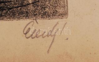 Élesdy István (1912-1987): Angyalvár, rézkarc, papír, jelzett, 33×48,5 cm