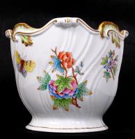 Herendi Viktória mintás kaspó, kézzel festett, jelzett, hibátlan, m:15,5 cm, d:19 cm/ Handpainted nu...