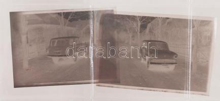 cca 1960-1970 Kétféle autót ábrázoló negatívok, 4 db felvétel, 6x9 cm
