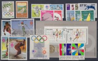 1982-1985 Olympic motif items 7 different countries, 21 different stamps + a block, 1982-1985 Olimpia motívum 7 klf ország 21 klf bélyeg + 1 blokk