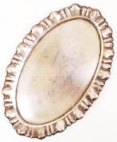 Ezüst (Ag) tálca, peremén hólyag domborított díszítéssel, h: 24 cm, 117,8 gr