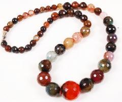 Csiszolt achát gyöngysor, 40 cm