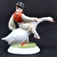 Herendi Ludas Matyi, kézzel festett, jelzett, hibátlan, m: 8 cm