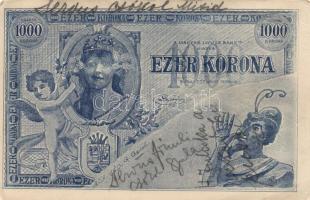 1000 Korona banknote, Lucifer Bank, Hebrew New Year greeting, humour (EK)