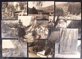 cca 1920-1930 Autós kirándulás alkalmával készült fényképek, az útvonal nincs azonosítva, 21 db tájk...