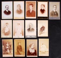 cca 1880-1920 Bécsi műtermek portréképei, 13 db keményhátú vizitkártya, 11x6 cm