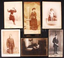 cca 1900-1930 Erdélyi fotótörténeti leletek Gyulafehérvár, Kolozsvár, Szilágysomlyó, Arad, Temesvár, Lugos műtermeiből, 6 db keményhátú fénykép, 16x8 cm és 21x10 cm közötti méretekben