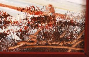 Olvashatatlan jelzéssel: Téli táj. Olaj, farost, keretben, 25×60 cm