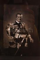 cca 1940 Demeter Károly (1892-1983): Horthy Miklós és Horthy István, nagyméretű, üveg diapozitív kép...