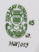 Zsolnay virág mintás szívecske, kézzel festett, jelzett, hibátlan, h:11 cm/ Zsolnay porcelain bowl