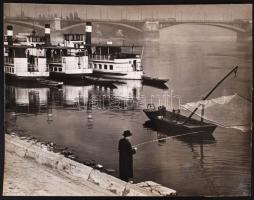 cca 1940-1950 Bakó I.: Dunaparton, vintage fotóművészeti alkotás, feliratozott, 23x30 cm