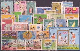 Olimpia motívum tétel 1982-1985 28 db érték, közte teljes sorok + 1 db blokk, 1982-1985 Olympic motif items 28 stamps + a block