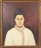 Jelzés nélkül: Női portré. Olaj, vászon, antik sérült keretben, 60×50 cm