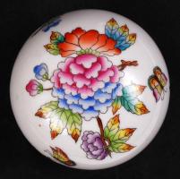 Herendi Viktória mintás lábas bonbonier, kézzel festett, jelzett, hibátlan, d:7 cm, m:6 cm