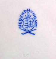 Herendi Viktória mintás füles tál, kézzel festett, jelzett, hibátlan, 20×17 cm