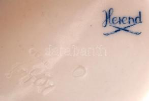 Herendi virág mintás lábas kaspó, kézzel festett, jelzett, hibátlan, m:18,5 cm, d:20,5 cm