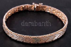 Ezüst (Ag) karkötő flexibilis elemekből nyelves zárral, biztonsági csatolóval, jelzett, 15,9 g / silver bracelet