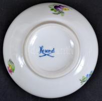 Herendi virág mintás ékszeres dobozka, kézzel festett, jelzett, hibátlan,d:8 cm