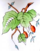 Herendi csipkebogyó mintás kis váza, kézzel festett, jelzett, hibátlan, m:10 cm