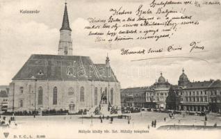 Kolozsvár Mátyás király tér, Szent Mihály templom / square, church