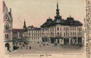 Kolozsvár vashíd körüli paloták, Phönix, Wertheimer Vilmos üzlete, gyógyszertár / palaces, Phönis, shop, pharmacy (EK)