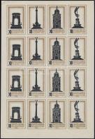 1930 nemzetközi Építészkongresszus és tervkiállítás 2 db vágott 4 x 4 kisív zöld és barna színben + ...