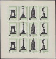 1930 nemzetközi Építészkongresszus és tervkiállítás 2 db vágott 4 x 4 kisív zöld és barna színben + ...
