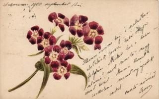 9 db RÉGI virág motívumú lap, közte több litho és egy díszített képeslap / 9 old motive cards, inclu...