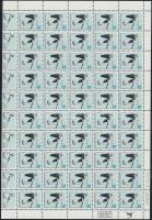 Füsti fecske 50 bélyeges tabos teljes ív White Wagtail full sheet of 50 with tab