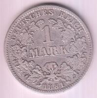 Német Birodalom/Császárság 1881D 1M Ag T:3 Germany/Empire 1881D 1 Mark Ag C:F