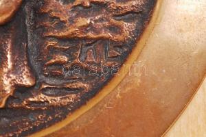 R. Kiss Lenke (1926-2000): "Jó szerencsét!", bronz plakett fára erősítve, jelzett, d:10 cm