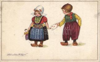 Italian art postcard, folklore, Anna Gasparini s: Mauzan