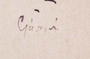 Gácsi jelzéssel: Tornyok. Tus, papír, 21×29 cm