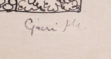 Gácsi jelzéssel: Várkastély. Tus, papír, 29×21 cm