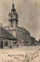 Kolozsvár, Jakner József cipész üzlete, vármegyeház / shoemaker's shop, county hall