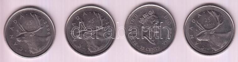 Kanada 2000-2006. 25c (4x) emlékkiadások T:2 Canada 2000-2006. 25 Cents (4x) commemorative issues C:XF