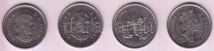 Kanada 2000-2006. 25c (4x) emlékkiadások T:2
Canada 2000-2006. 25 Cents (4x) commemorative issues C:...