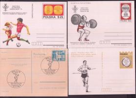1980-1987 Olimpia 10 db díjjegyes levelezőlap ill. boríték, 2 kivételével postatiszta, 1980-1987 Olympiad 10 Ps-cards and PS-cover, MNH expect 2