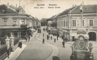 Újvidék, Novi Sad; Duna utca, Sírkőraktár, Ivkovic Milán üzlete / street, tombstone warehouse, shop