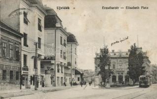 Újvidék, Erzsébet tér, Posta / square, post, tram (fl)