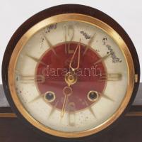 Weiss Manfréd art-deco kandalló óra, kulccsal, jelzett, számlap sérült, 19×39 cm