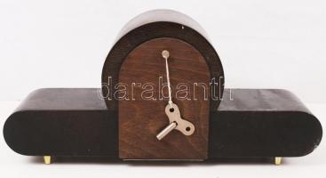 Weiss Manfréd art-deco kandalló óra, kulccsal, jelzett, számlap sérült, 19×39 cm