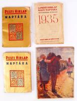 1935-1939 Pesti Hírlap naptára (3 db), szüreti melléklet (1 db)