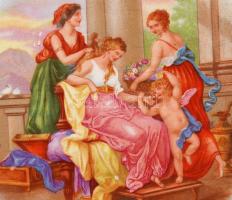 Zsolnay áttört dísztál, matricás, jelzett, hibátlan, formaszám:7445, d:19 cm