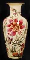 Zsolnay gazdagon díszített virágos váza, kézzel festett, jelzett, hibátlan, m:26,5 cm